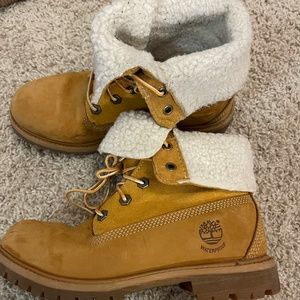 Fold over furry Timbs
